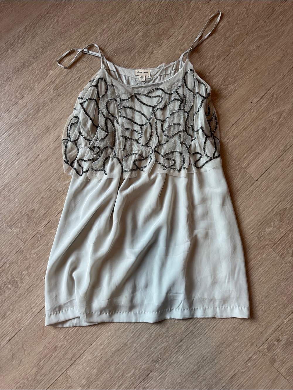silence + noise Silver Beaded Spaghetti-Strap Mini Dress